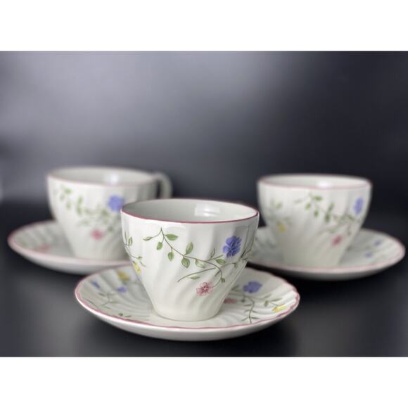 Johnson Brothers England "Summer Chintz" 6Pc. Coffee Tea Cup Saucer Set For 3 - Picture 2 of 13